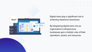 Digital twins play a significant role in achieving situational awareness. By integrating digital twins into an organization's infrastructure, businesses gain a holistic view of their operations, assets, and resources.